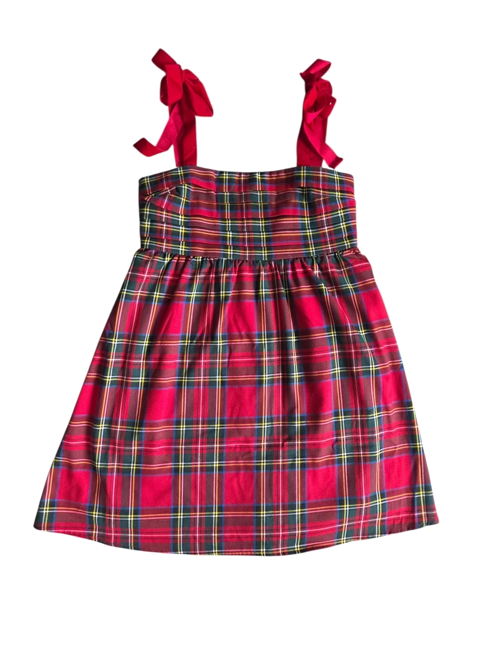 Francesca's Tartan Plaid Smocked Red Christmas Holiday Dress XS